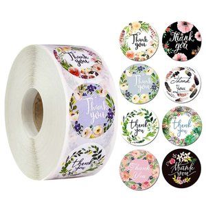 120 pcs - 1.5" Thank you Stickers - 8 designs
